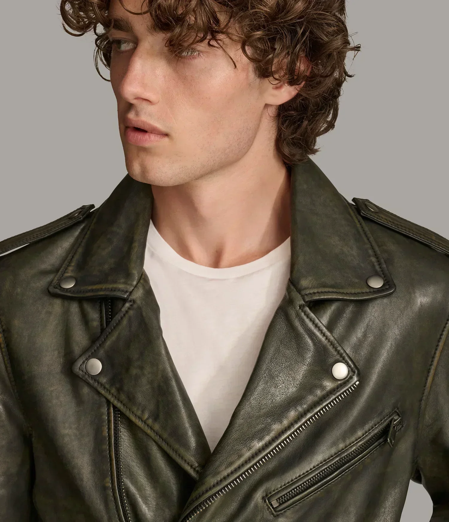 Hayes Asymmetric Leather Moto Jacket