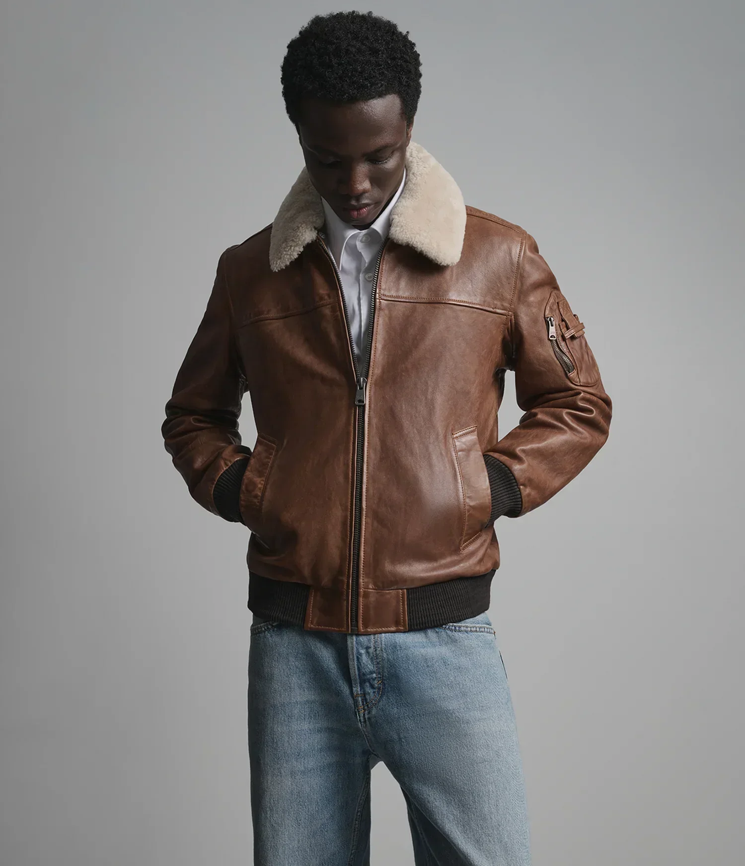 Ace Leather Bomber Jacket
