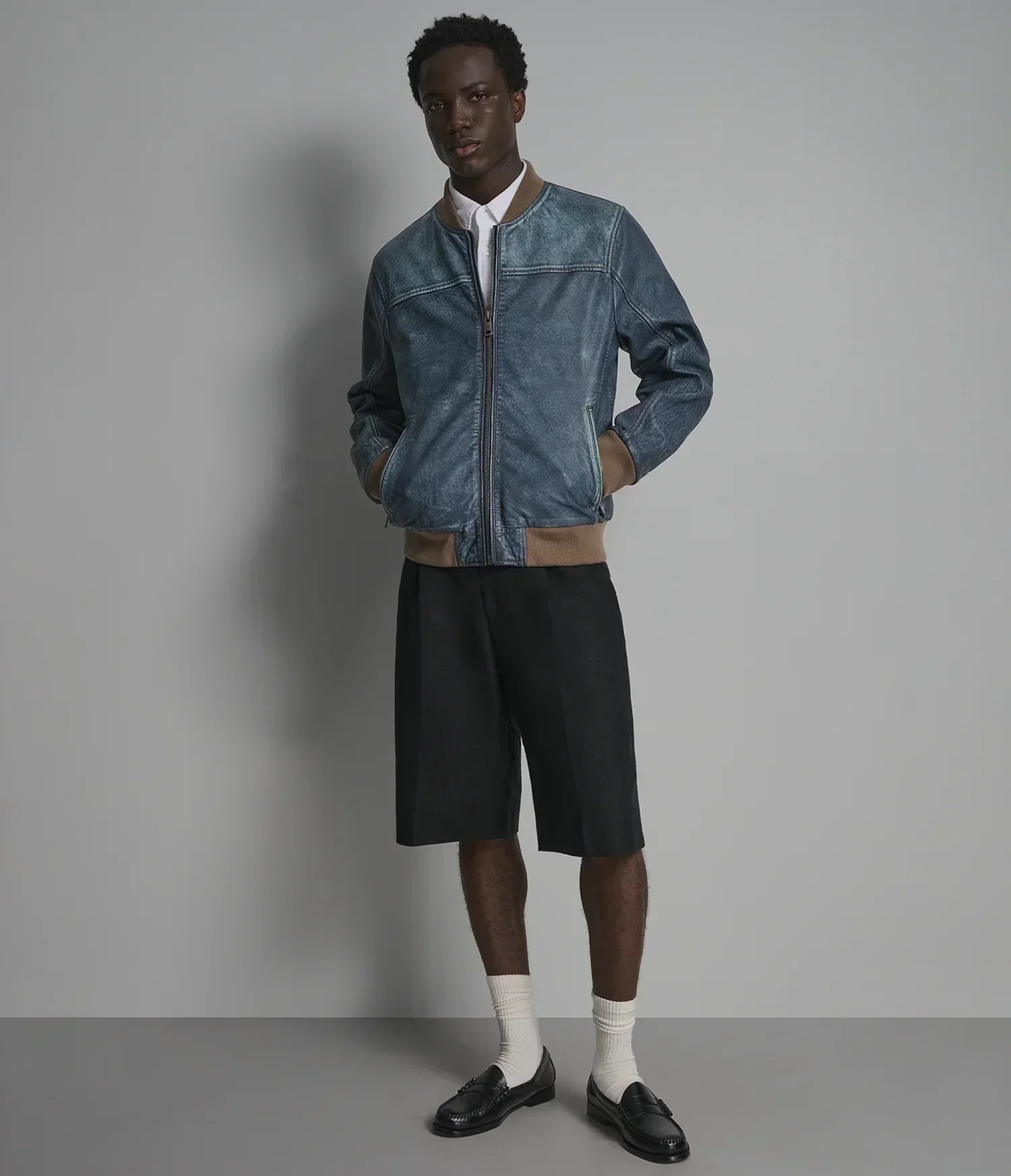 Barrett Leather Denim Bomber Jacket