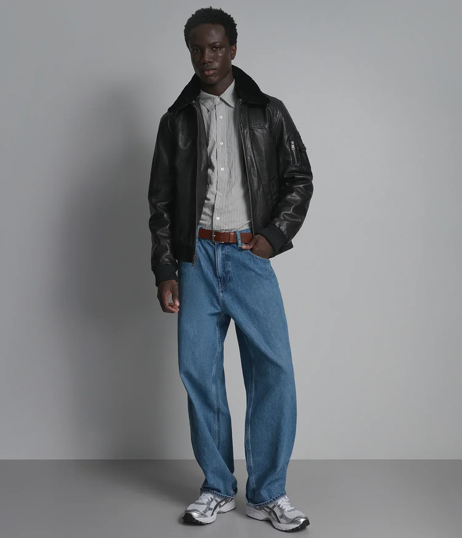 Ace Leather Bomber Jacket