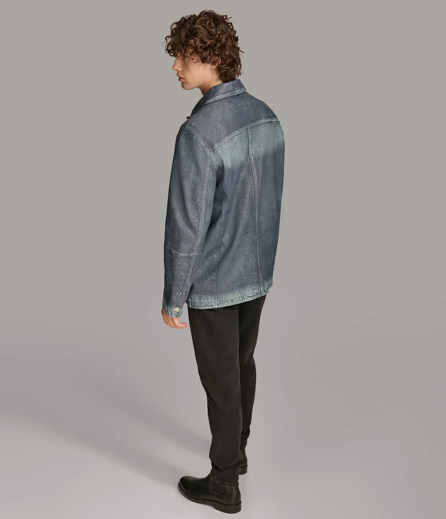 Nolan Leather Denim Shirt Jacket