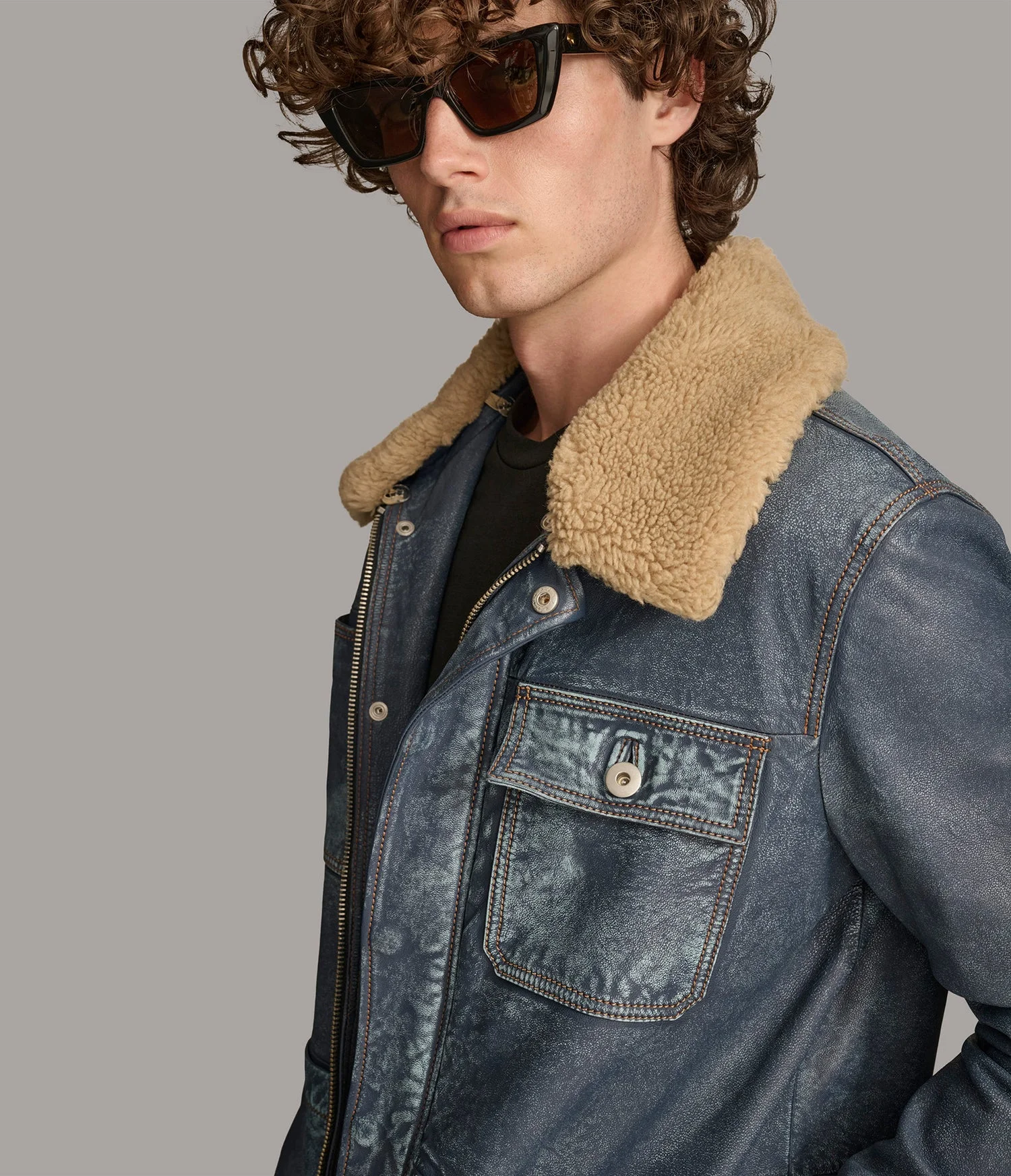 Wesley Leather Denim Chore Jacket