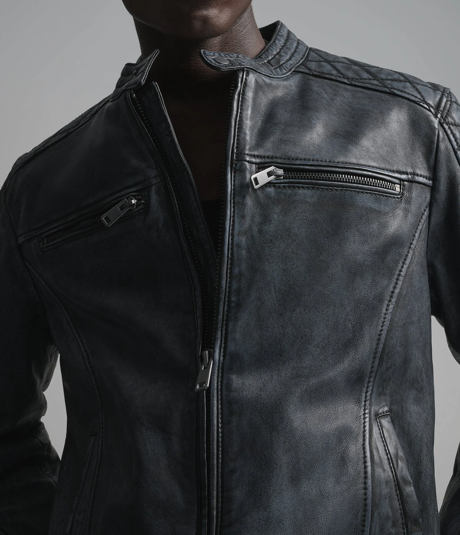 Marcus Leather Denim Scuba Jacket
