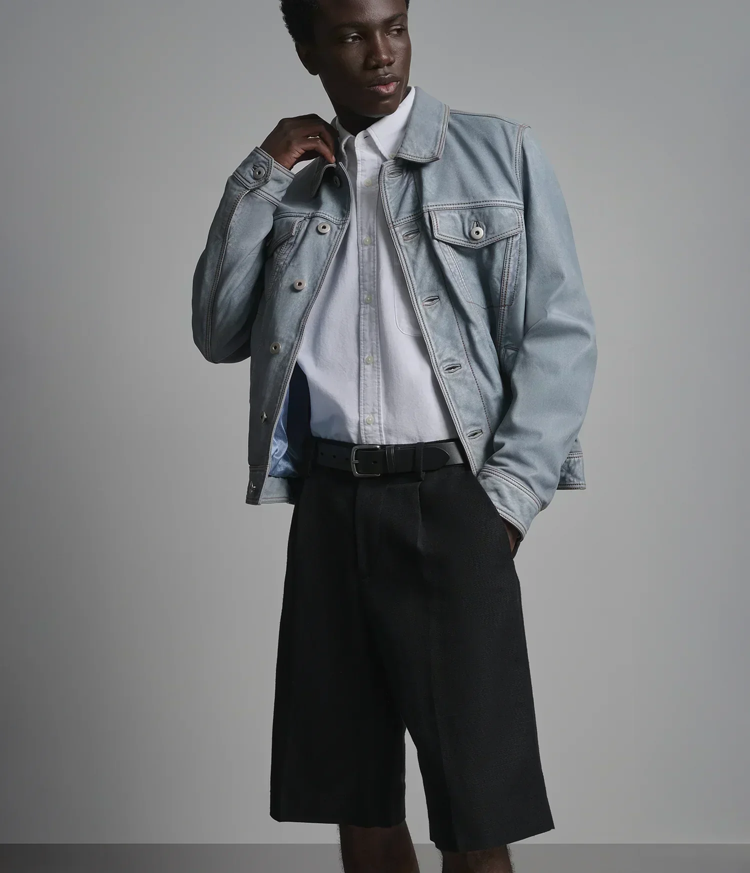 Chase Leather Denim Trucker Jacket