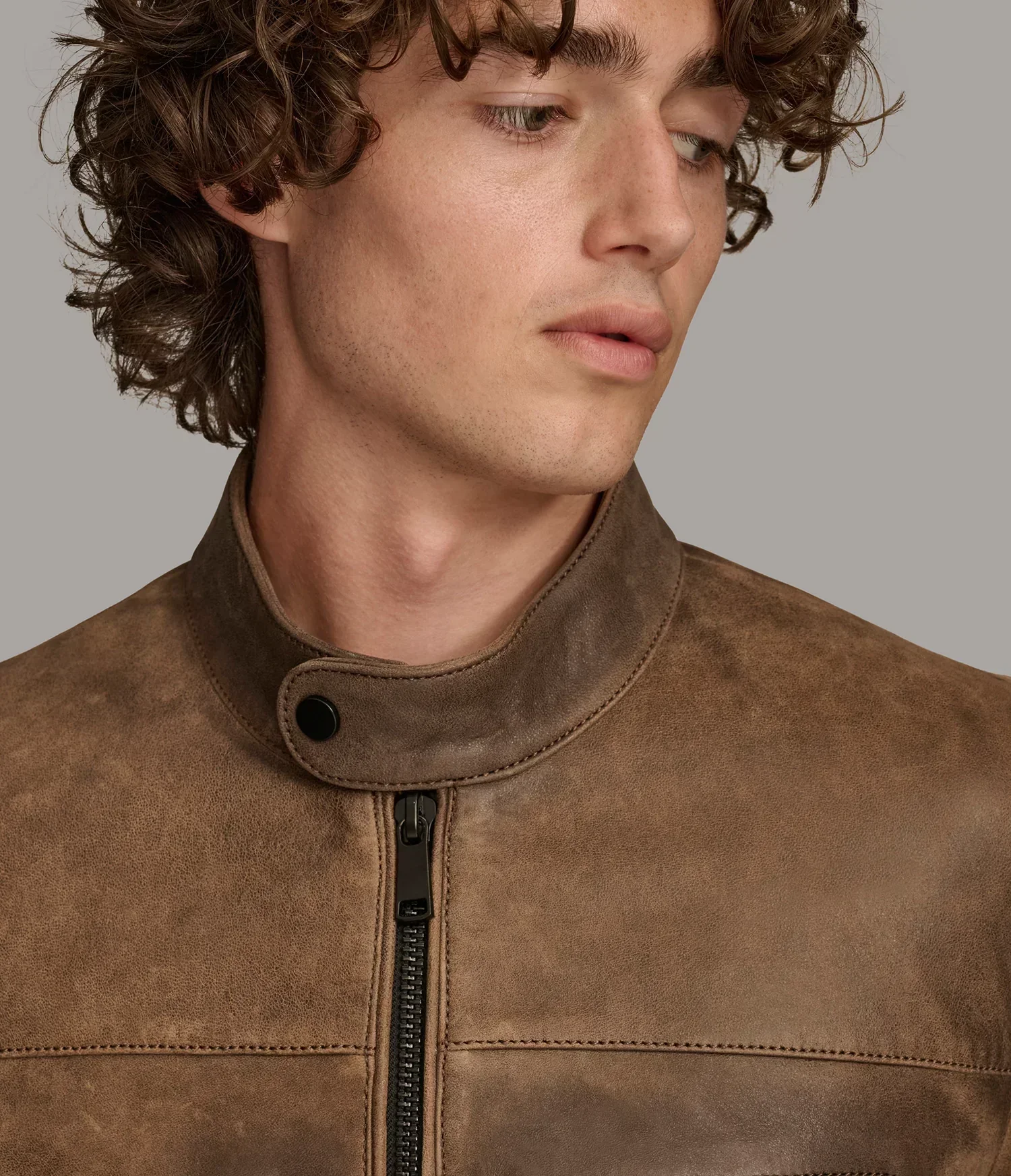 Aiden Color Blocked Leather Racer Jacket